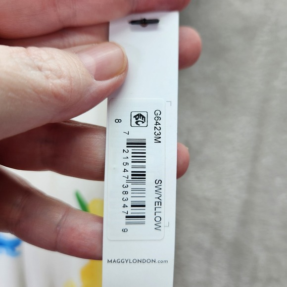 Maggy London Women's Blue Yellow Floral Sheath Dress Short Sleeve Midi Size‎ 6 - Picture 7 of 9